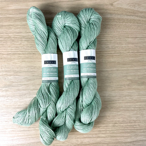 Louet Euroflax linen yarn - 3 skeins - seafoam green - NextStage Vintage