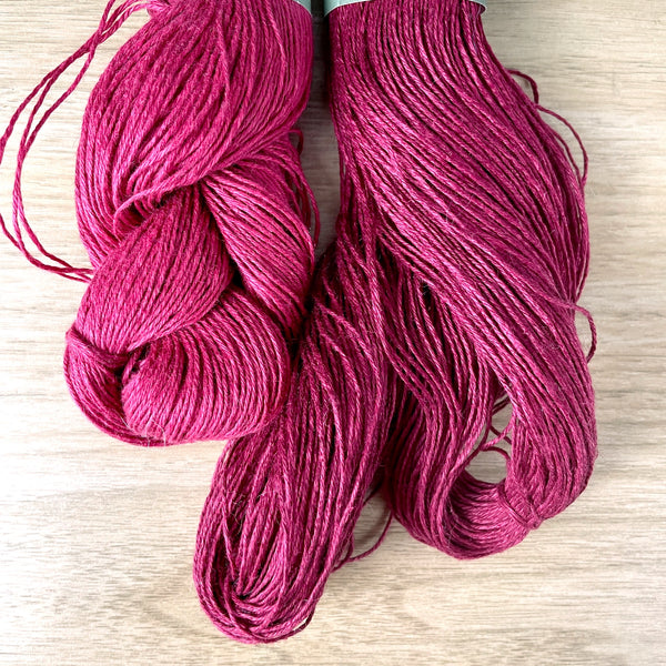 Louet Euroflax  linen yarn - 2 skeins - pinks/reds - NextStage Vintage