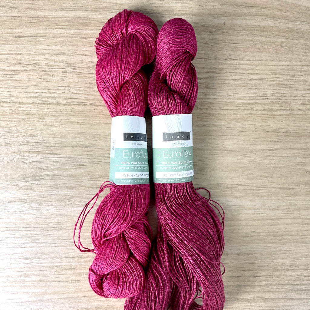 Louet Euroflax  linen yarn - 2 skeins - pinks/reds - NextStage Vintage