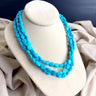 Lucoral triple strand turquoise color beaded necklace, sterling clasp - NextStage Vintage