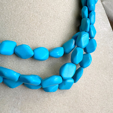 Lucoral triple strand turquoise color beaded necklace, sterling clasp - NextStage Vintage
