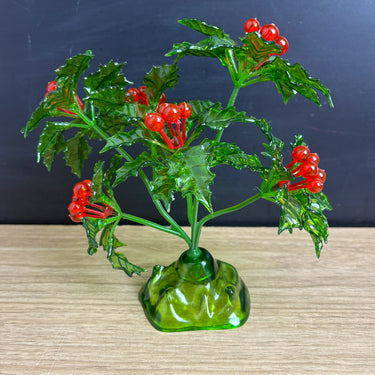1960s Lucite Acrylic Holly Bouquet - CK Industries -  Mid Century Acrylic Christmas Centerpiece