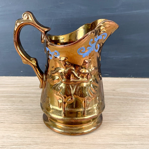 Copper lusterware dancing couple pitcher - made in England - NextStage Vintage