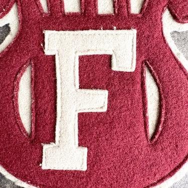 Letterman varsity letter patch "F” - music band- vintage maroon and gray felt lyre - NextStage Vintage