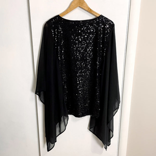 Bob Mackie sequins and chiffon black top - size large - NextStage Vintage