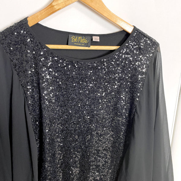 Bob Mackie sequins and chiffon black top - size large - NextStage Vintage