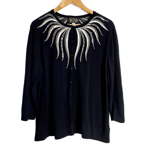 Bob Mackie Wearable Art sparkly cardigan sweater - size XL - NextStage Vintage