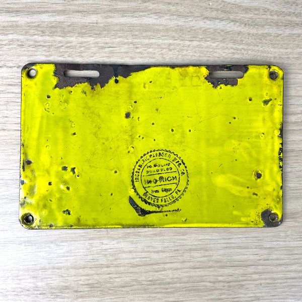 1912 Maine porcelain license plate - blue and yellow - NextStage Vintage
