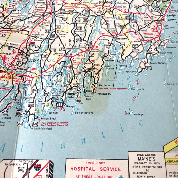 1964 Maine Vacationland Highway map - tourism ephemera - NextStage Vintage