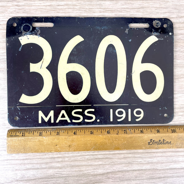 1919 Massachusetts license plate 3606 - single plate - NextStage Vintage