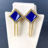 Marena blue and gold clip on earrings - W Germany vintage - NextStage Vintage