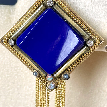 Marena blue and gold clip on earrings - W Germany vintage - NextStage Vintage