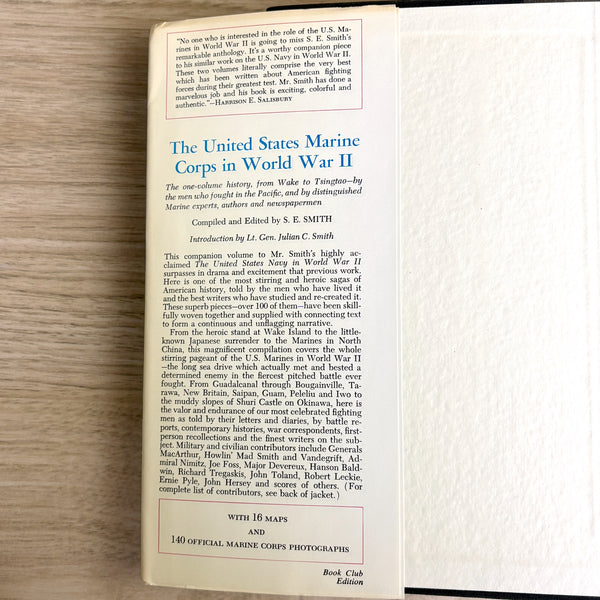 The United States Marine Corps in World War II - S E Smith - 1969 hardcover - NextStage Vintage