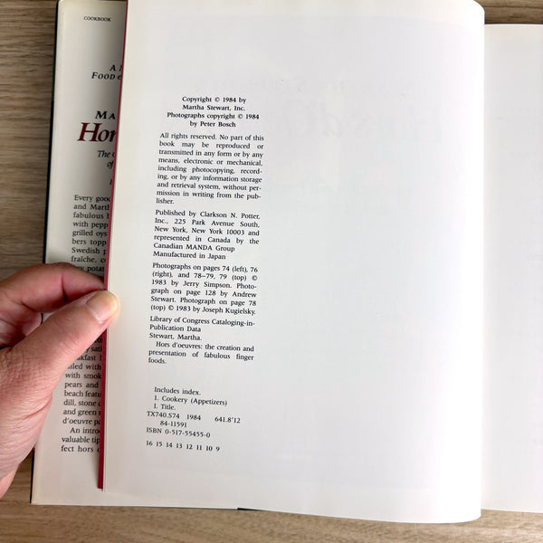 Martha Stewart's Hors d'Oeuvres - 1984 with dust jacket