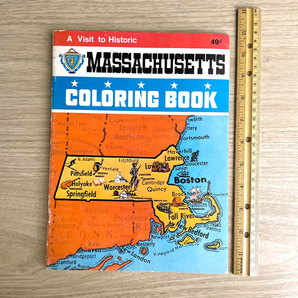 A Visit to Historic Massachusetts Coloring Book - 1973 paperback