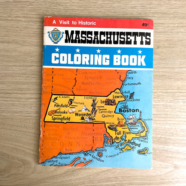 A Visit to Historic Massachusetts Coloring Book - 1973 paperback