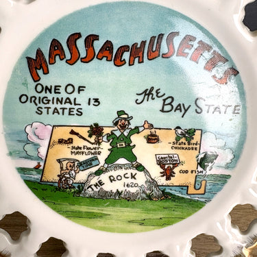 Massachusetts souvenir state plate - 1950s roadtrip vintage - NextStage Vintage
