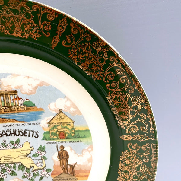Massachusetts souvenir state plate - 1950s road trip souvenir - NextStage Vintage
