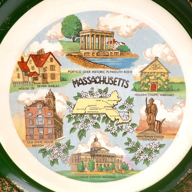 Massachusetts souvenir state plate - 1950s road trip souvenir - NextStage Vintage