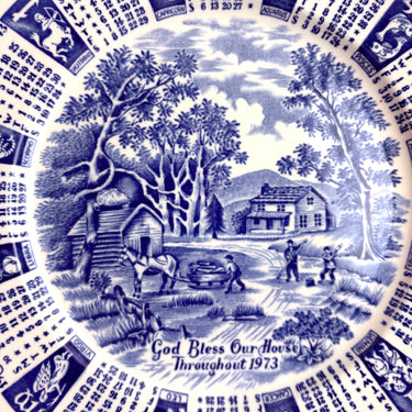 1973 Alfred Meakin Staffordshire transferware calendar plate - 70s decor - NextStage Vintage