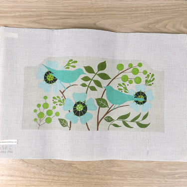 Melissa Shirley Teal Bird Garden Purse needlepoint canvas #1652C - NextStage Vintage