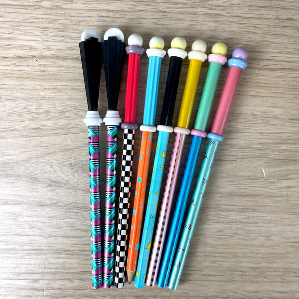 Memphis inspired new wave pencil holder and pencils - 1980s vintage - NextStage Vintage