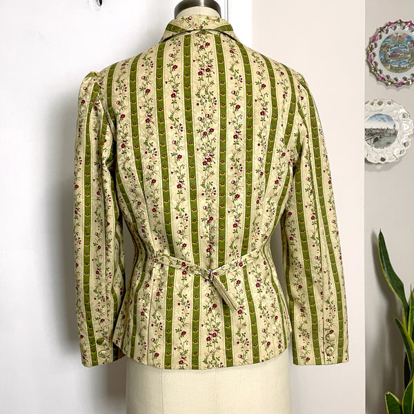 1940s-look floral striped fitted jacket - size 8 - NextStage Vintage