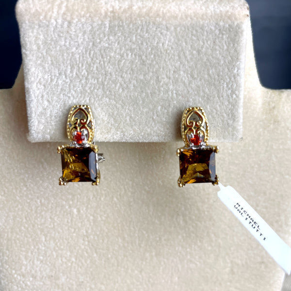 Michael Valitutti sterling/palladium citrine pierced earrings