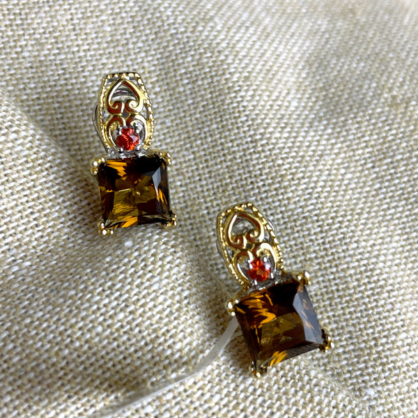 Michael Valitutti sterling/palladium citrine pierced earrings