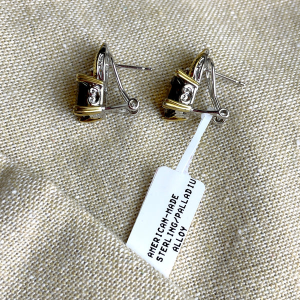 Michael Valitutti sterling/palladium citrine pierced earrings