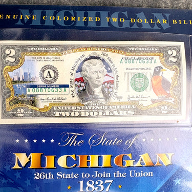 New England Mint colorized Michigan $2 bill - 2003 bill - NextStage Vintage