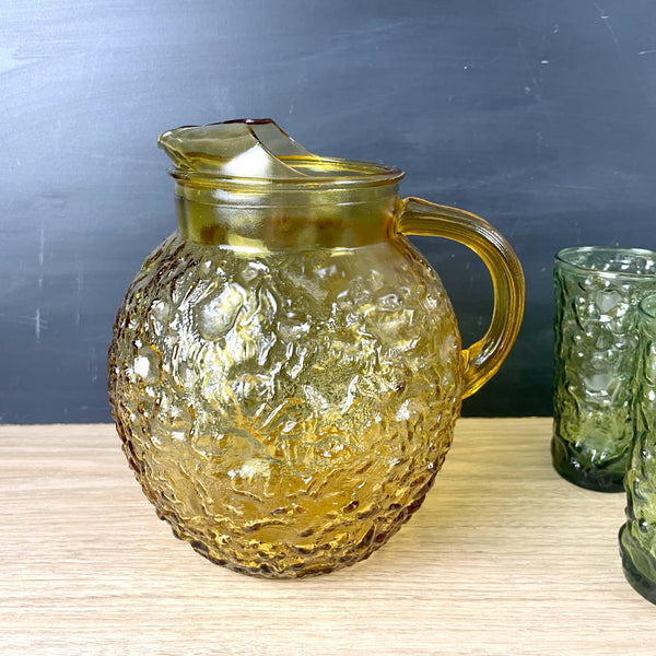 Anchor Hocking Milano pitcher and 4 glasses - 1960s vintage - NextStage Vintage