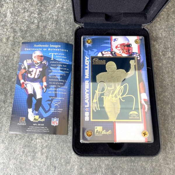 2002 Lawyer Milloy Gold Limited Edition Authentic Images Commemorative Card - NextStage Vintage