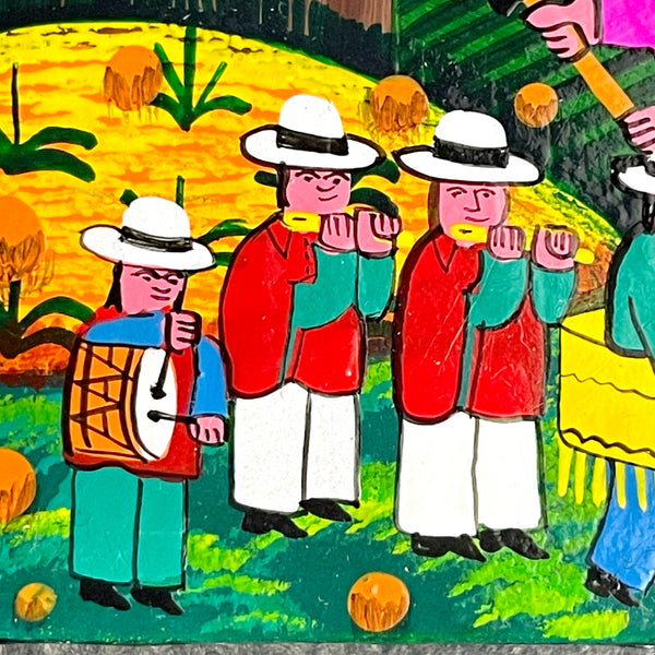 Miniature Tigua painting from Ecuador - tiny, colorful folk art - NextStage Vintage