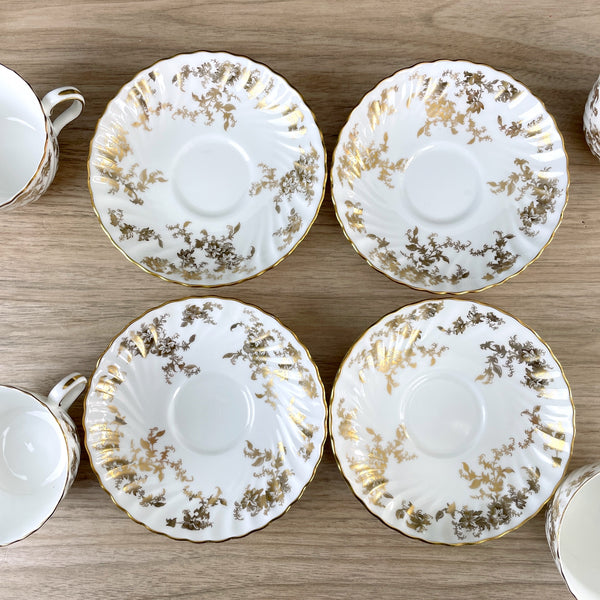 Minton Ancestral Gold flat cup and saucer - set of 4 - NextStage Vintage