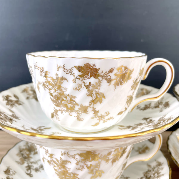 Minton Ancestral Gold flat cup and saucer - set of 4 - NextStage Vintage