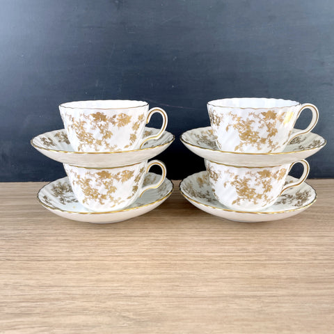 Minton Ancestral Gold flat cup and saucer - set of 4 - NextStage Vintage