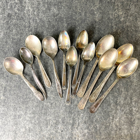 Demitasse mix and match spoons - lot of 12 - vintage silverplate