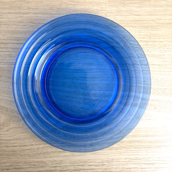 Hazel Atlas Moderntone Ritz blue cobalt 9" dinner plates - set of 2 - 1930s vintage