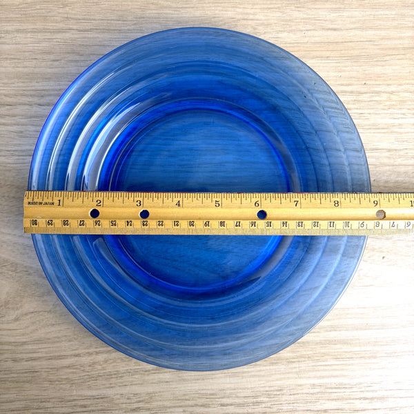 Hazel Atlas Moderntone Ritz blue cobalt 9" dinner plates - set of 2 - 1930s vintage