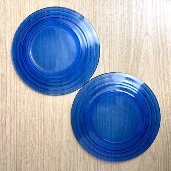 Hazel Atlas Moderntone Ritz blue cobalt 9" dinner plates - set of 2 - 1930s vintage