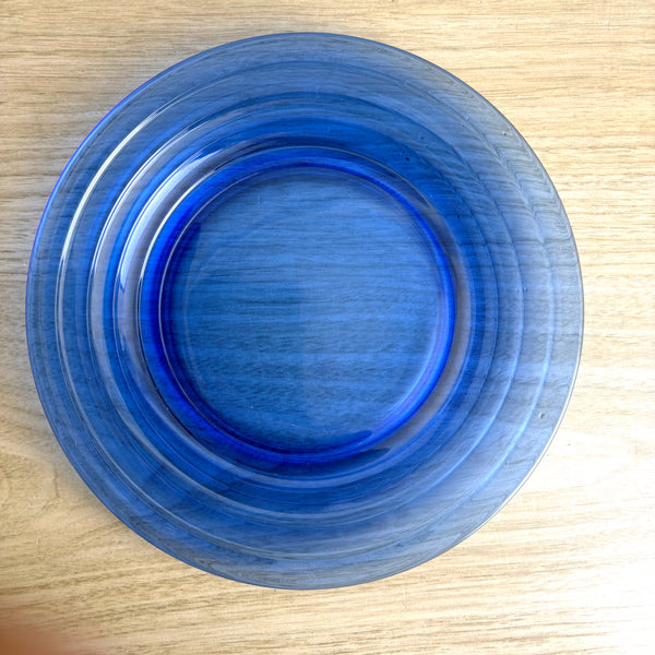 Hazel Atlas Moderntone Ritz blue cobalt 9" dinner plates - set of 2 - 1930s vintage