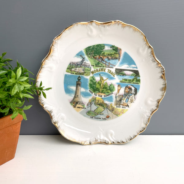 Mohawk Trail souvenir plate - 1950s souvenir