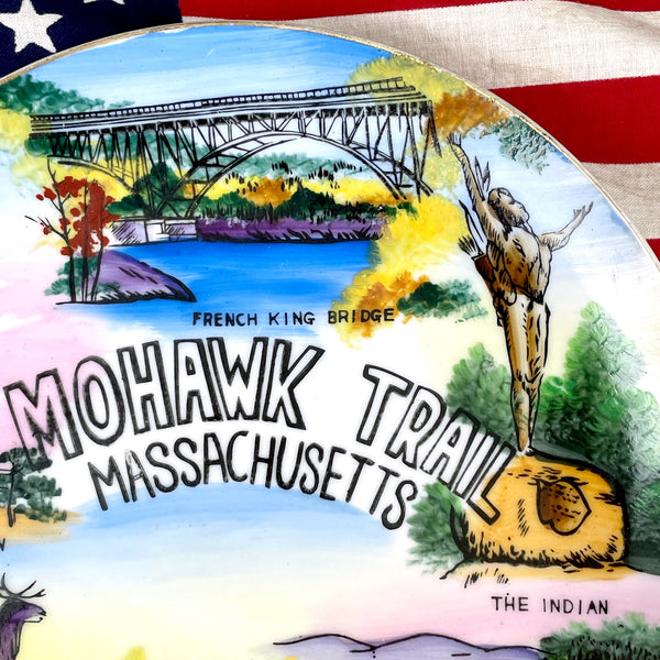 Mohawk Trail Massachusetts souvenir plate - 1950s road trip souvenir - NextStage Vintage