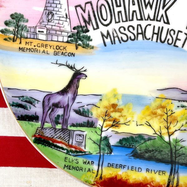 Mohawk Trail Massachusetts souvenir plate - 1950s road trip souvenir - NextStage Vintage