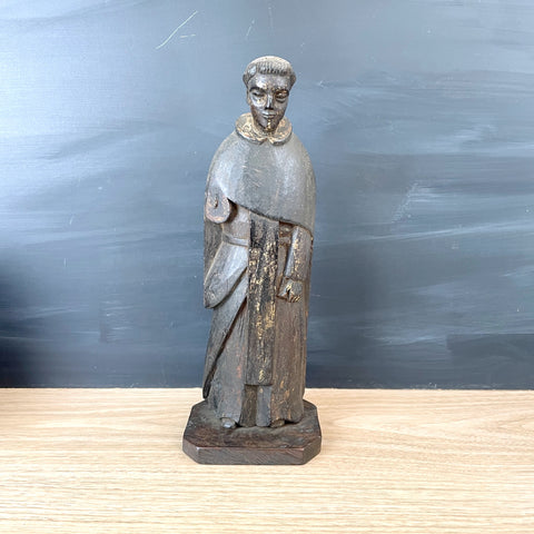 Carved wood monk statue - age uncertain - NextStage Vintage