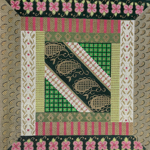 Creative Needle Green Moroccan Patchwork needlepoint canvas #488-FC - NextStage Vintage