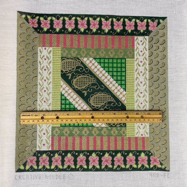 Creative Needle Green Moroccan Patchwork needlepoint canvas #488-FC - NextStage Vintage