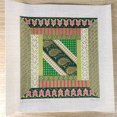 Creative Needle Green Moroccan Patchwork needlepoint canvas #488-FC - NextStage Vintage