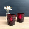 Mosser ruby red Eyewinker toothpick holders - set of 2 - vintage pressed glass - NextStage Vintage